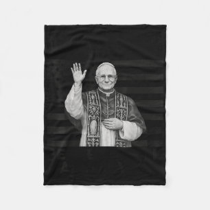 Pope Leo Xiv 14th First American Pope Usa Flag Vin Fleece Blanket