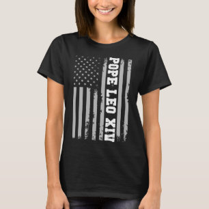 Pope Leo Xiv 14th First American Pope Usa Flag Vin T-Shirt