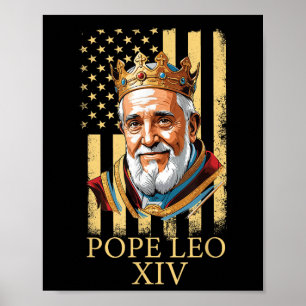 Pope Leo Xiv, American Flag 2025 Vatican Leo Xiv E Poster