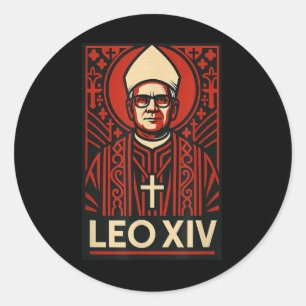 Pope Leo Xiv - Bold Graphic Design Christian Catho Classic Round Sticker