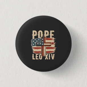 Pope Leo XIV Christian Church Da Pope USA Flag 3 Cm Round Badge