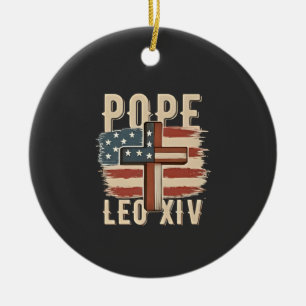 Pope Leo XIV Christian Church Da Pope USA Flag Ceramic Tree Decoration