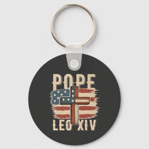 Pope Leo XIV Christian Church Da Pope USA Flag Key Ring