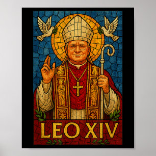 Pope Leo Xiv - Divine Mosaic Art Christian Catholi Poster