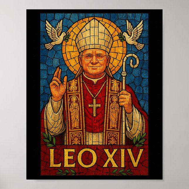 Pope Leo Xiv - Divine Mosaic Art Christian Catholi Poster (Front)