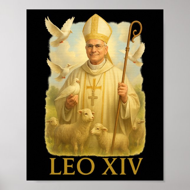Pope Leo Xiv Doves - Christian Catholic Faith Insp Poster (Front)