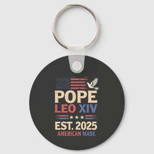 Pope Leo XIV est. 2025 4th of July USA Flag Key Ring
