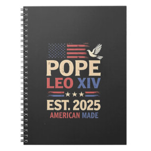 Pope Leo XIV est. 2025 4th of July USA Flag Notebook