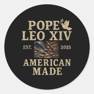 Pope Leo Xiv Est 2025 American Made Classic Round Sticker