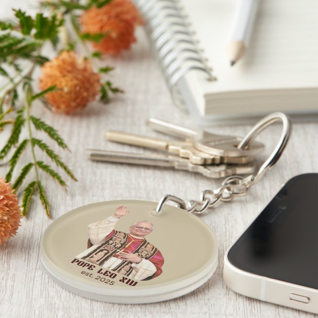 Pope Leo XIV Est 2025 Commemorative Key Ring (Front Right)