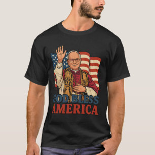 Pope Leo Xiv God Bless America American Flag Pope  T-Shirt