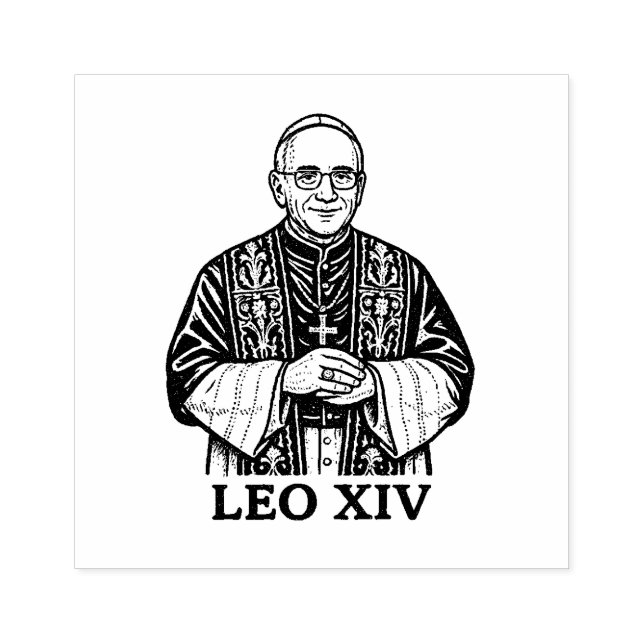 Pope Leo XIV Illustration Papal Catholic Rubber Stamp (Imprint)