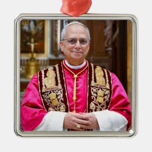 Pope Leo XIV portrait  Metal Tree Decoration