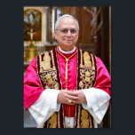 Pope Leo XIV portrait Poster<br><div class="desc">Pope Leo XIV (born Robert Francis Prevost, 14 September 1955) became the head of the Catholic Church and sovereign of the Vatican City State following the death of Pope Francis in April 2025. Prevost was elected by the papal conclave as his successor on 8 May 2025, and took the papal...</div>