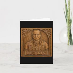 Pope Leo Xiv _ Wooden Carving Christian Catholic D Card