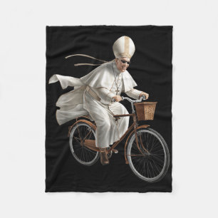 Pope Riding Bike Bicycle Catholic Church Bible Scr Fleece Blanket