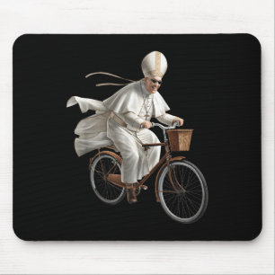 Pope Riding Bike Bicycle Catholic Church Bible Scr Mouse Pad