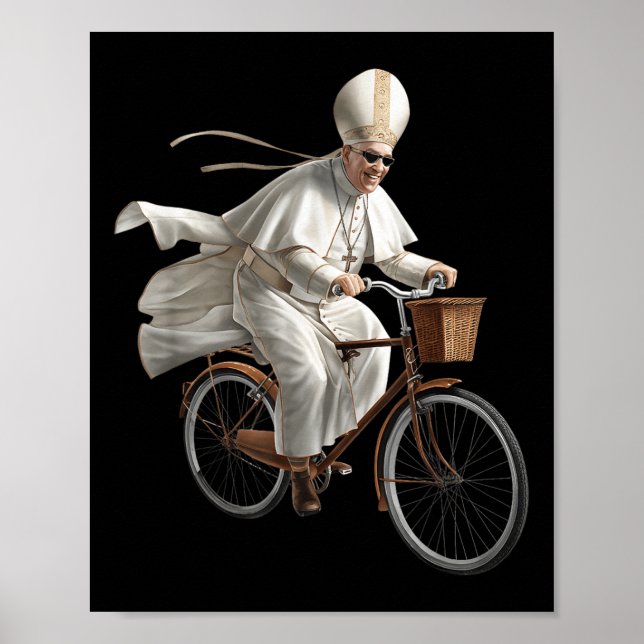 Pope Riding Bike Bicycle Catholic Church Bible Scr Poster (Front)
