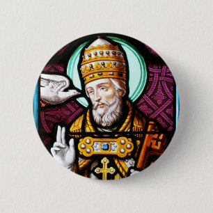 Pope Saint Gregory the Great - Stained Glass 6 Cm Round Badge