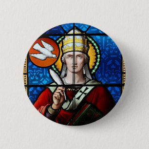 Pope Saint Gregory the Great - Stained Glass 6 Cm Round Badge