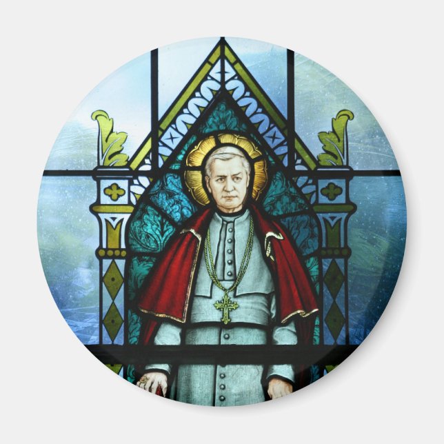 Pope Saint Pius X Stained Glass Art Magnet (Front)
