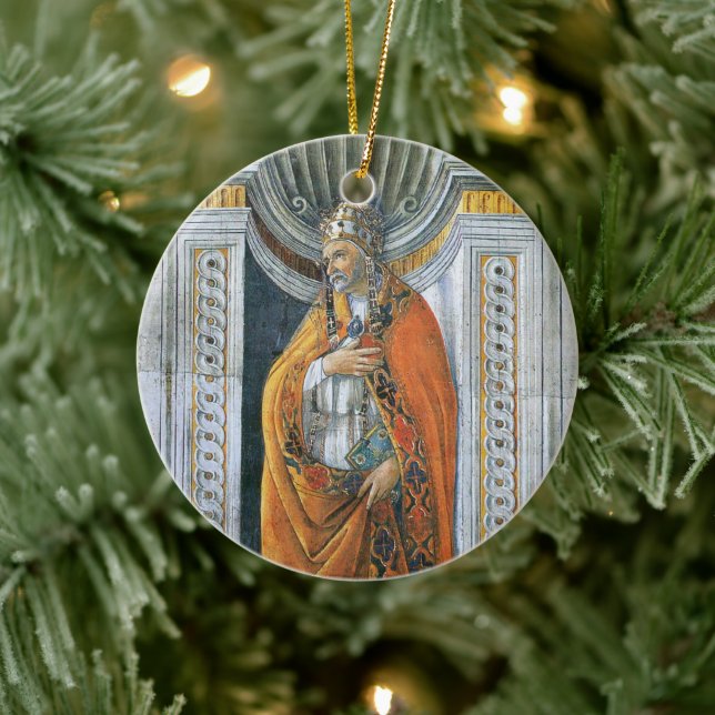 Pope Saint Sixtus II by Sandro Botticelli Ceramic Tree Decoration (Tree)