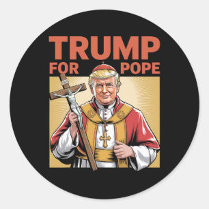 Pope Trump Funny Trump Vatican Christian Retro Chu Classic Round Sticker