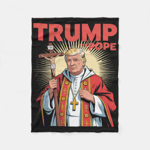 Pope Trump Funny Trump Vatican Christian Retro Chu Fleece Blanket