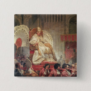 Pope VIII  in St. Peter's on the Sedia Gestatoria 15 Cm Square Badge