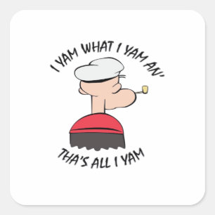 Popeye I Yam What I Yam Classic Square Sticker