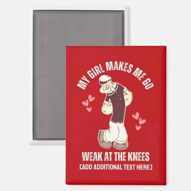 POPEYE Weak At The Knees Fun Valentines Day  Magnet (Front/Back)