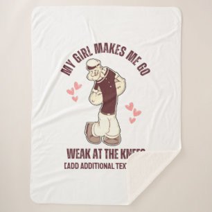 POPEYE Weak At The Knees Fun Valentines Day Sherpa Blanket