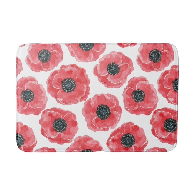 Popies watercolor bath mat (Front)