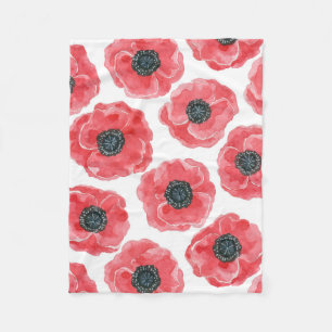 Popies watercolor fleece blanket