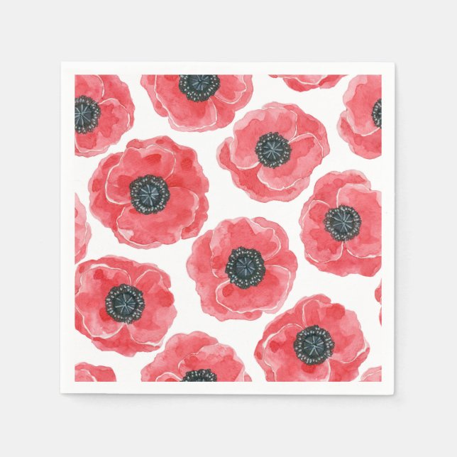 Popies watercolor napkin (Front)