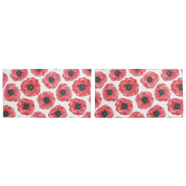 Popies watercolor pillowcase (Front-Set)