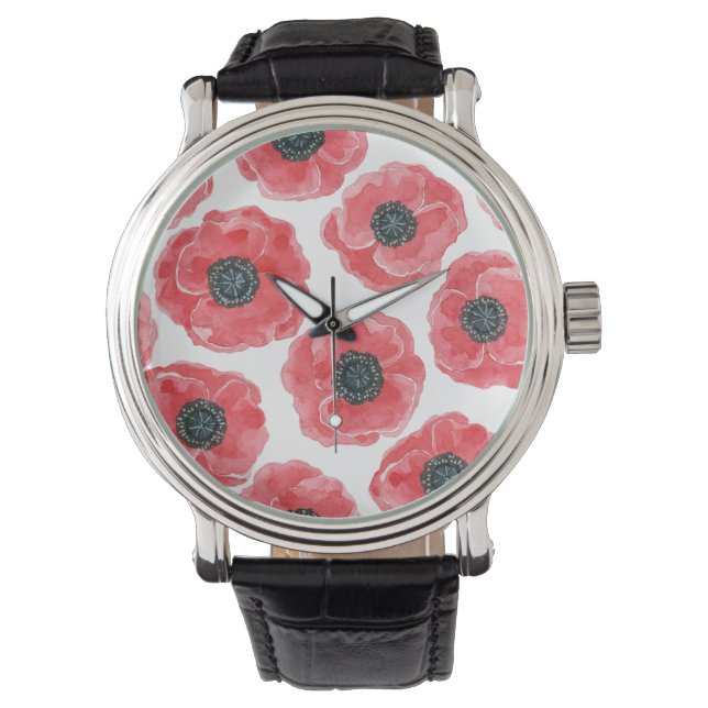 Popies watercolor watch (Front)