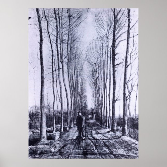 Poplar avenue by Vincent van Gogh Poster (Front)