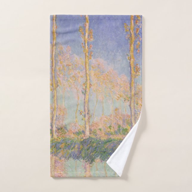 Poplars, impressionist landscape, Claude Monet Hand Towel (Hand Towel)