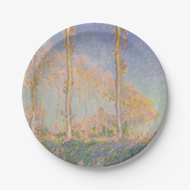 Poplars, impressionist landscape, Claude Monet Paper Plate (Front)