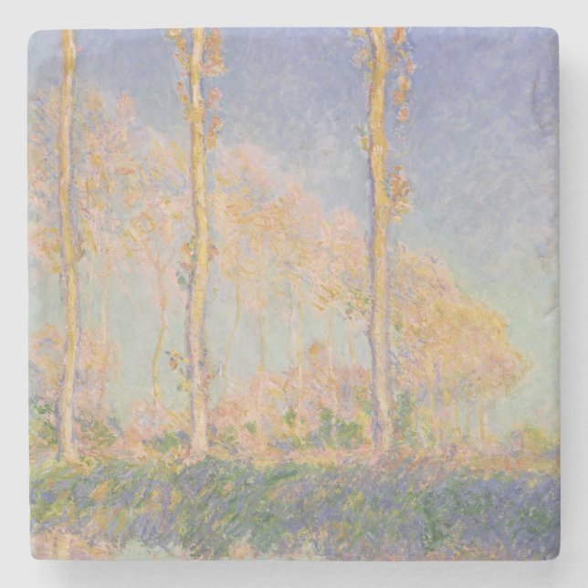 Poplars, impressionist landscape, Claude Monet Stone Coaster (Front)