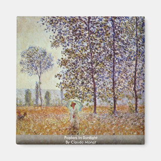 Poplars In Sunlight By Claude Monet Magnet