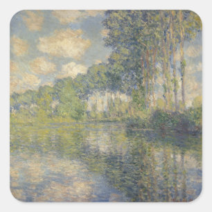 Poplars on the Epte - Monet Square Sticker