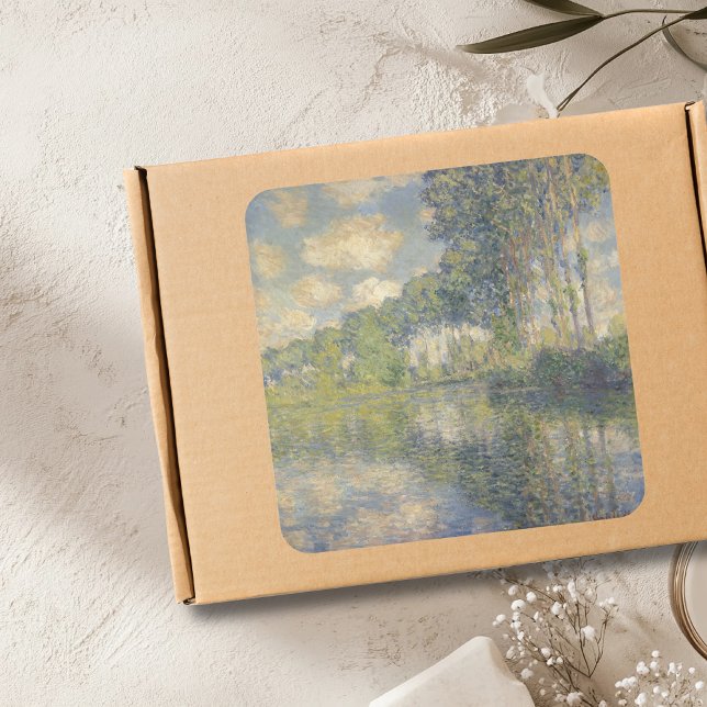 Poplars on the Epte - Monet Square Sticker (Creator Uploaded)
