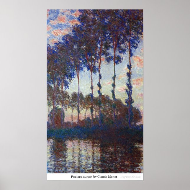 Poplars, sunset by Claude Monet Poster (Front)