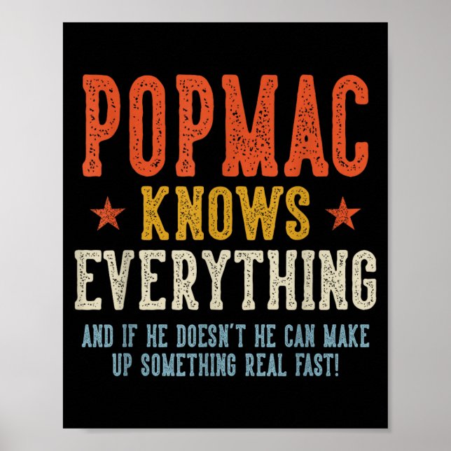 Popmac knows everything father's day retro vintage poster (Front)
