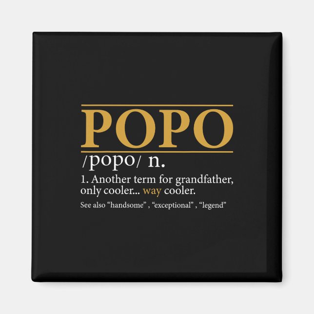 Popo Definition Fathers Day Gift Grandpa Gift  Magnet (Front)
