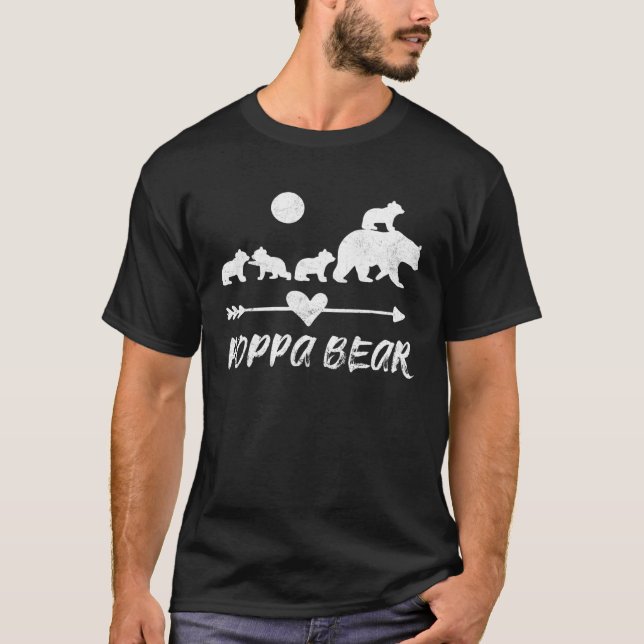 Poppa Bear  with Four Cute Bear Cubs T-Shirt (Front)