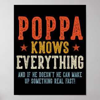 Poppa knows everything father's day retro vintage  poster