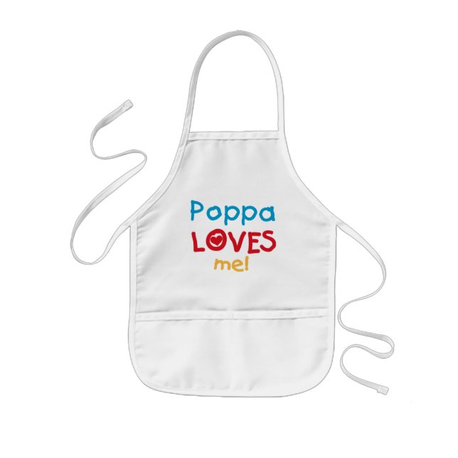 Poppa Loves Me T-shirts and Gifts Kids Apron (Front)